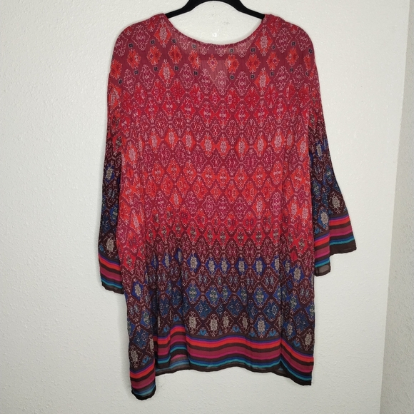 Catherines Colorful Graphic 3/4 Sleeve Pleated Tunic Women's Plus Size 2X - Picture 4 of 6